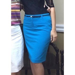 Calvin Klein Light Blue Pencil Skirt w/ Black Belt